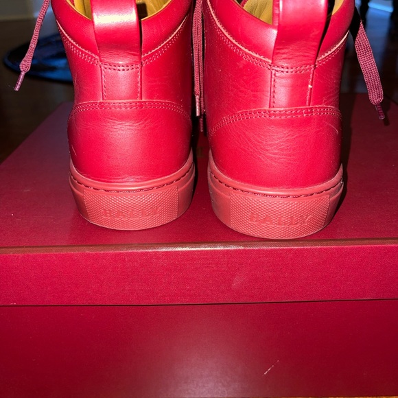 Bally Herndon /135 white striped high top sneakers in crimson red - Picture 7 of 10